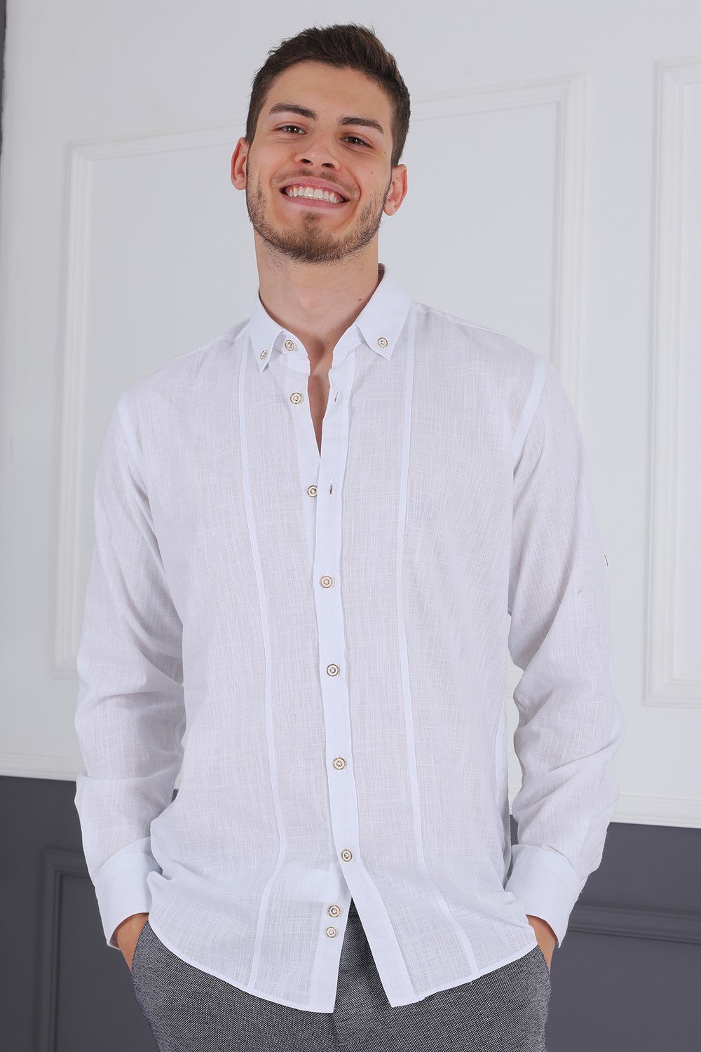G721 DEWBERRY MEN'S SHIRT-WHITE
