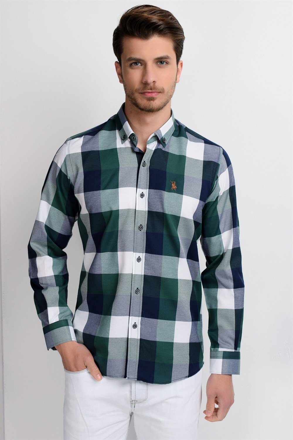 G662 DEWBERRY MEN'S SHIRT-NAVY-GREEN-GREEN