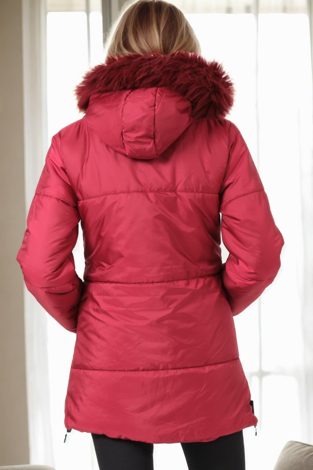 Z6668 DEWBERRY WOMEN'S COAT-BURGUNDY-1