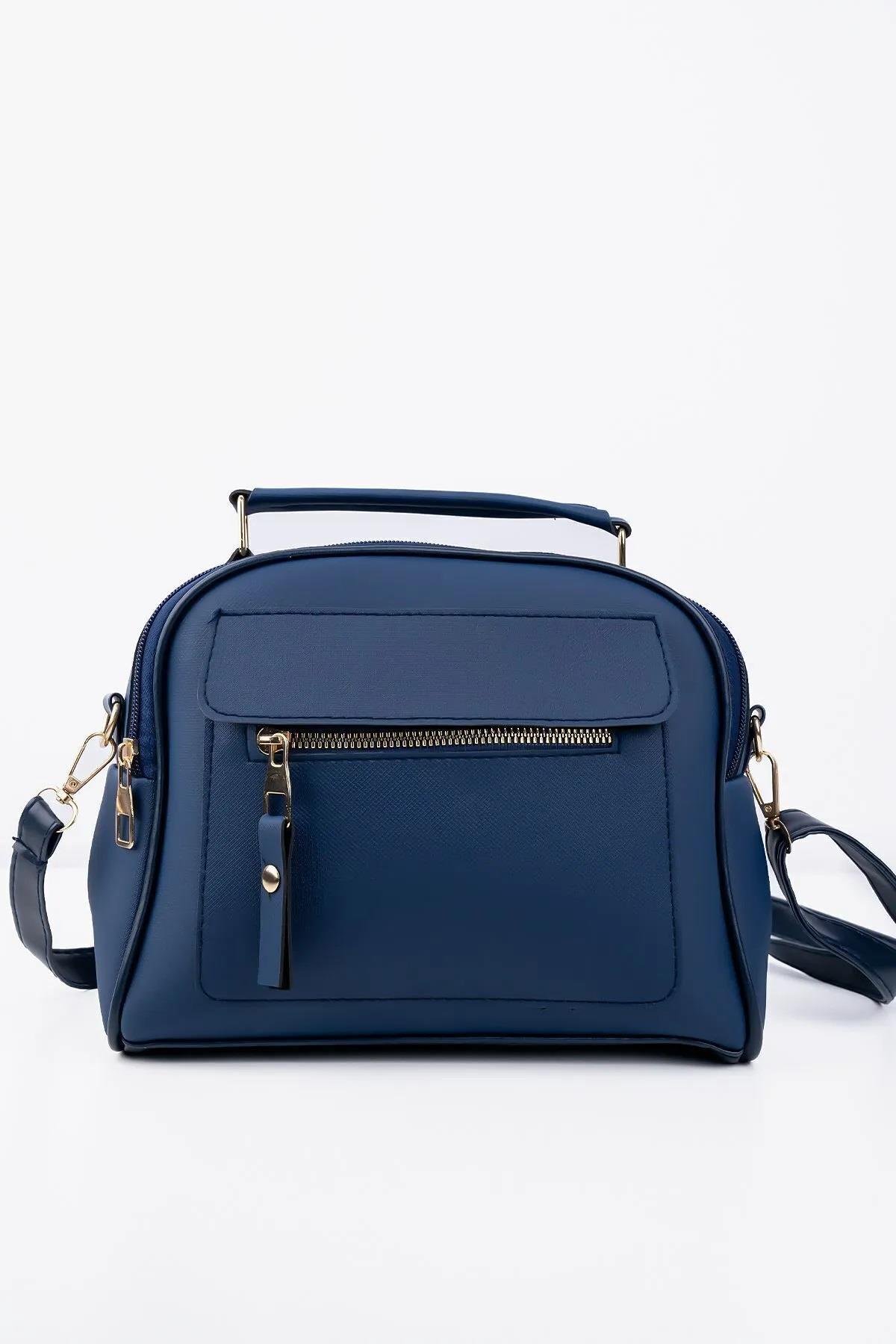 67330 Dewberry Womens 3 Compartment Adjustable Shoulder Bag-NAVY