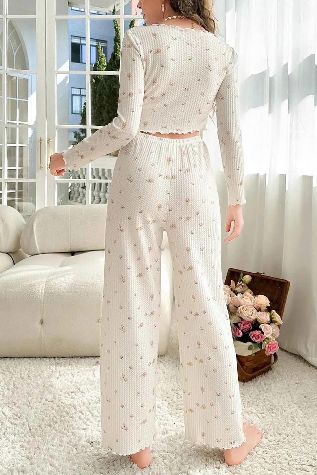 76638 Dewberry Special Fabric Printed Long Sleeve Pyjamas-MULTICOLOR