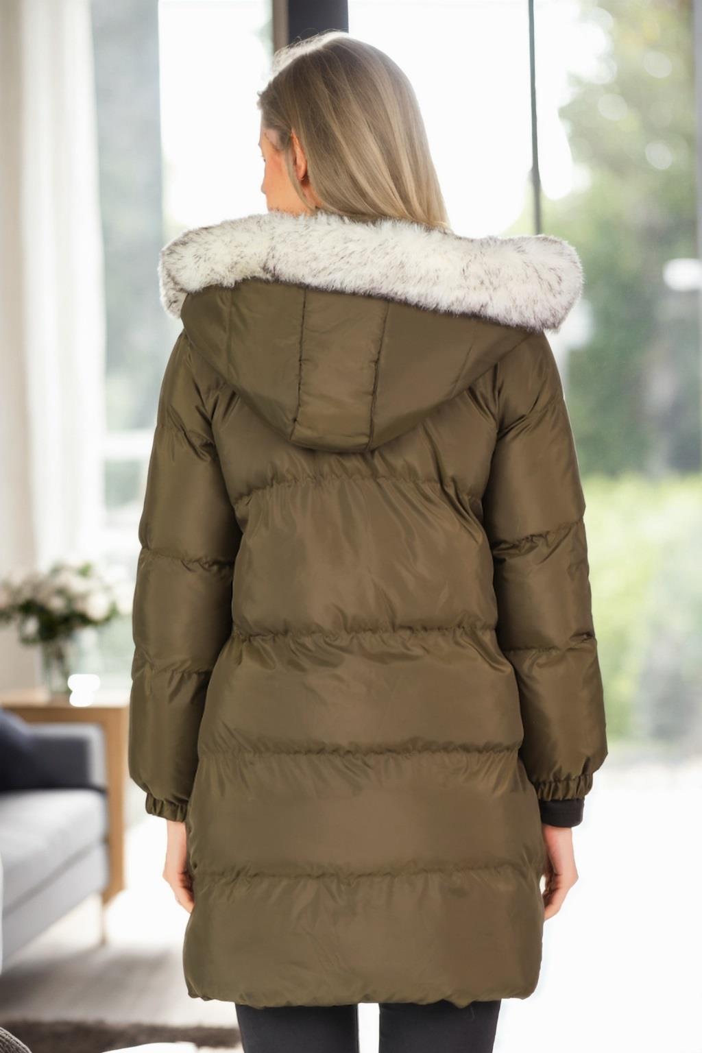 Z6705 DEWBERRY WOMEN'S COAT-KHAKI-1