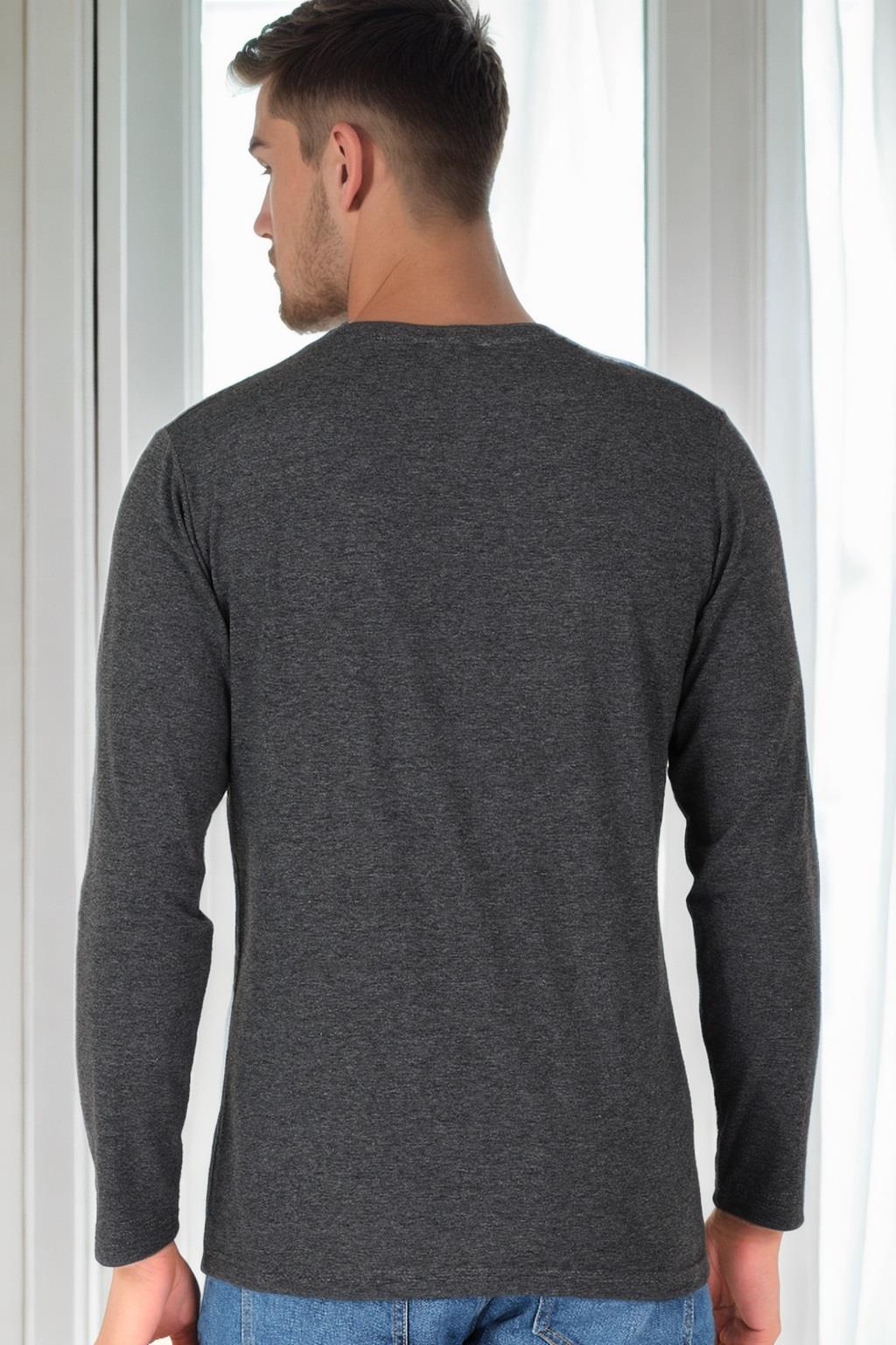 T9587 DEWBERRY V-NECK MEN'S LONG SLEEVE T-SHIRT-ANTHRACITE