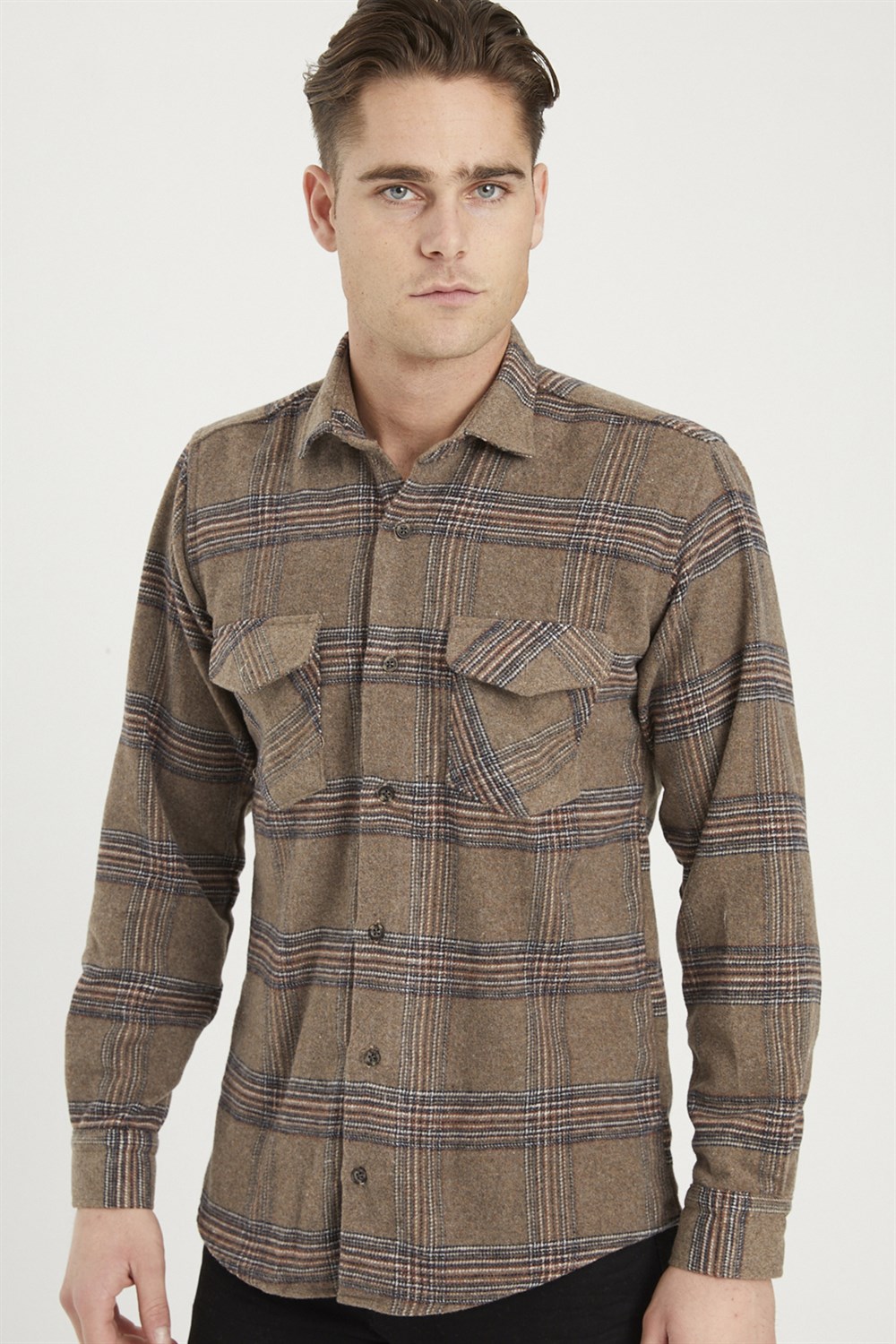 G697 DEWBERRY MEN&#039;S SHIRT-BROWN