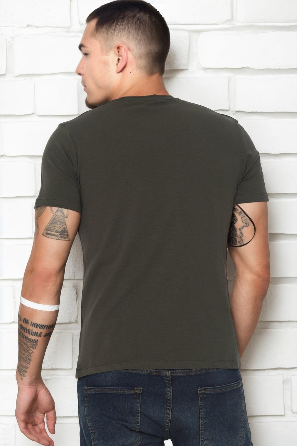 T9568 DEWBERRY V-NECK MEN'S T-SHIRT-KHAKI
