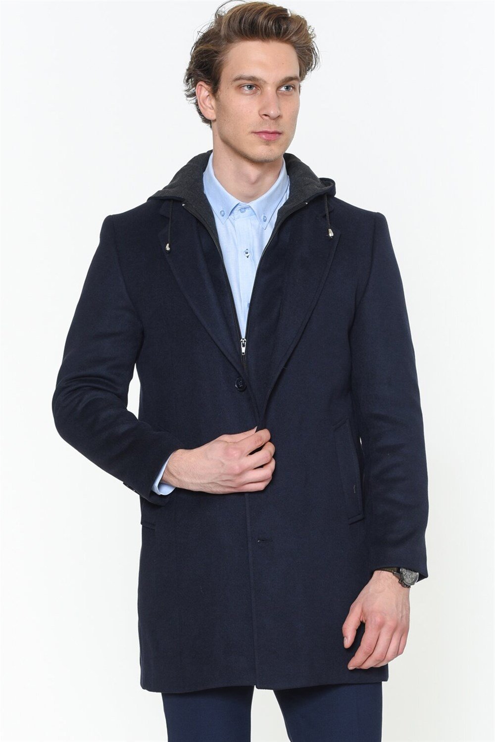 PLT8376 DEWBERRY MEN&#039;S COAT-NAVY BLUE
