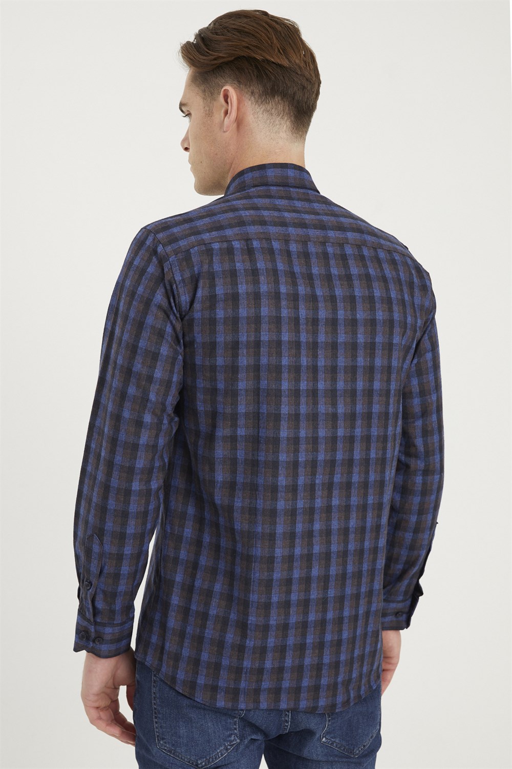 G703 DEWBERRY MEN'S SHIRT-NAVY-BROWN
