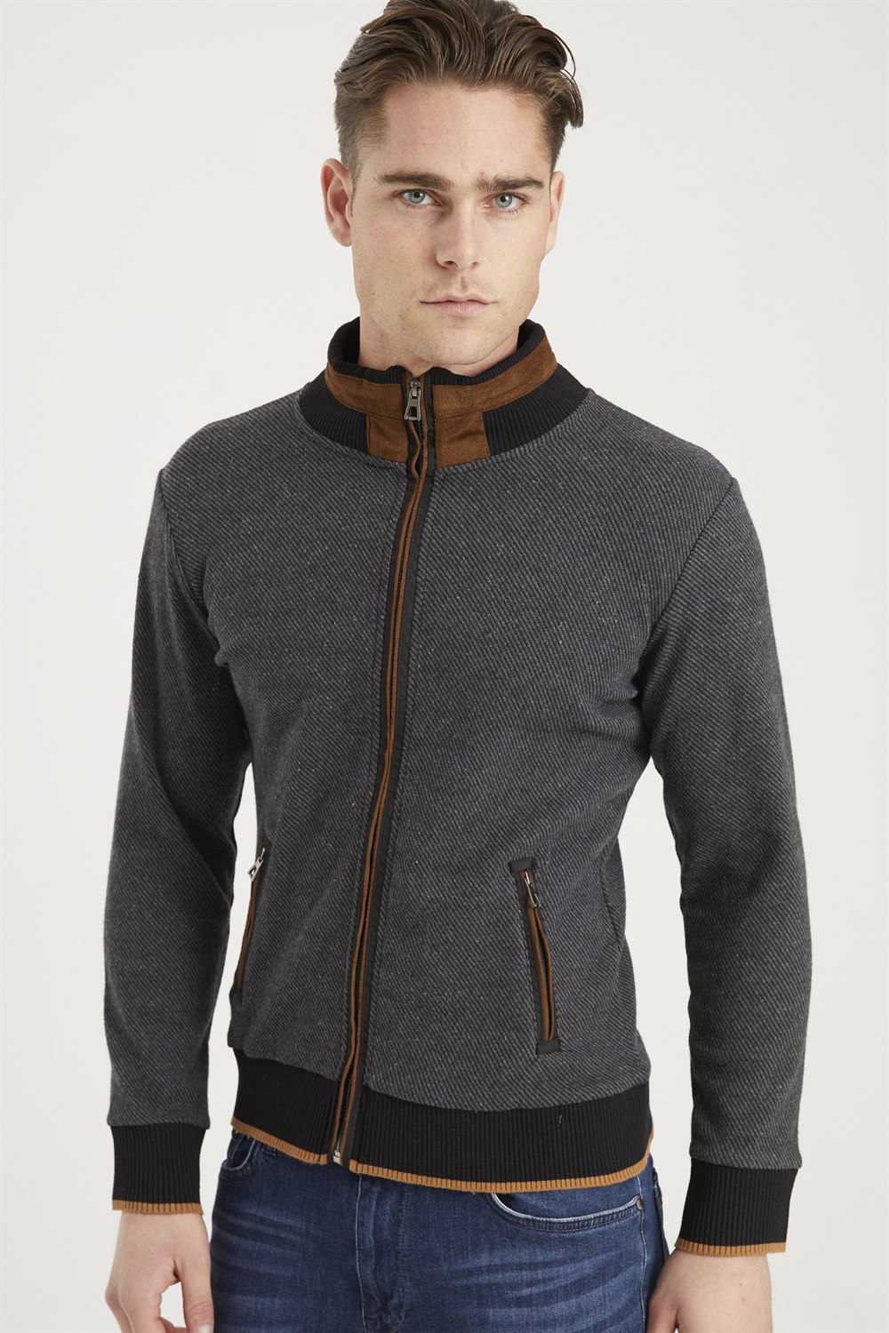 1021 DEWBERRY MEN'S SWEATSHIRT-DIAGONAL ANTHRACITE