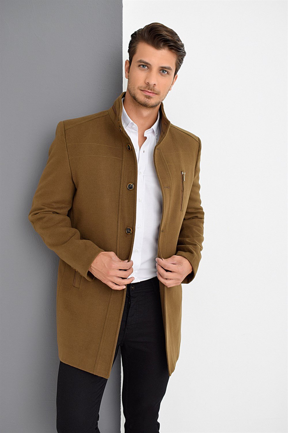 PLT8386 DEWBERRY MEN&#039;S COAT-CAMEL