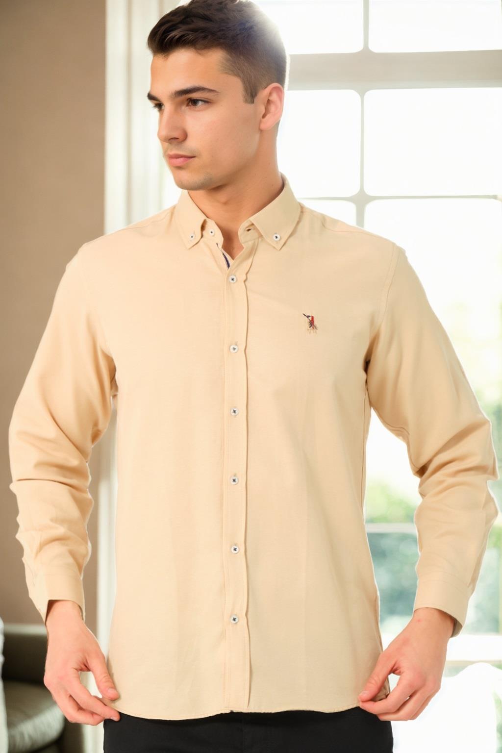 G674 DEWBERRY MEN&#039;S SHIRT-BEIGE-3