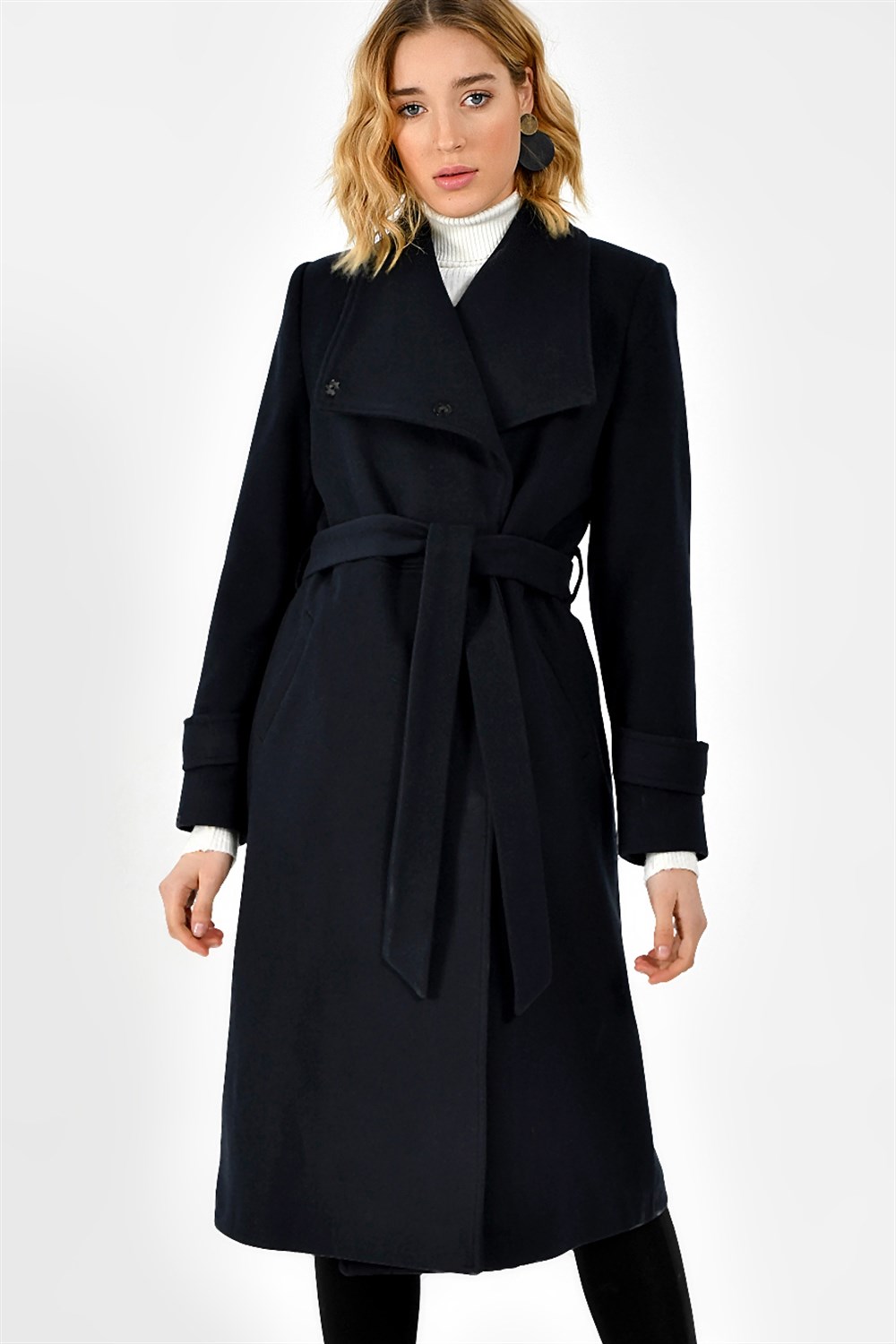 Z6645 DEWBERRY WOMEN'S COAT-NAVY BLUE