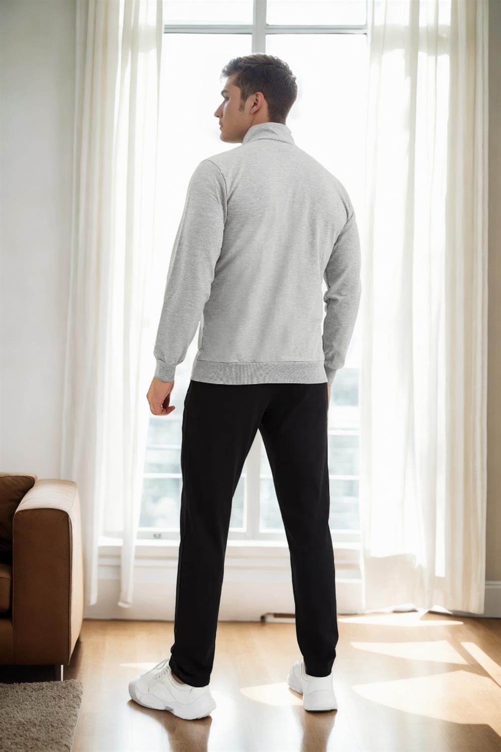 51357 Dewberry Plus Size Mens Tracksuit Set-GREY