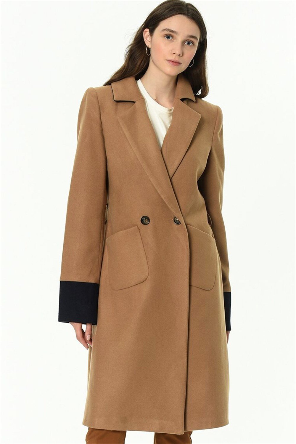 Z6640 DEWBERRY LADIES' COAT-LIGHT CAMEL