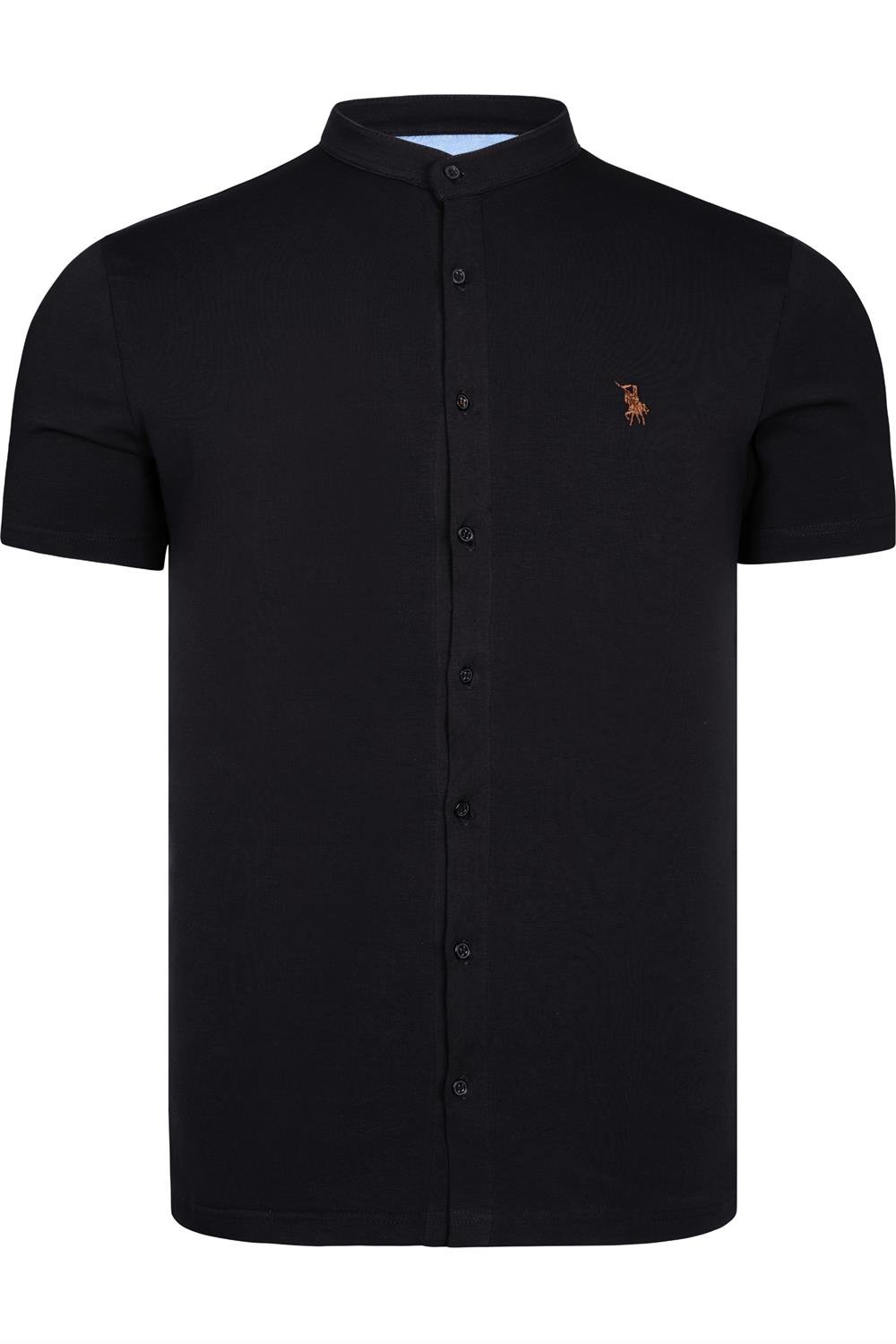 DOUBLE SET T8597 DEWBERRY MEN'S SHIRT-BLACK-NAVY BLUE