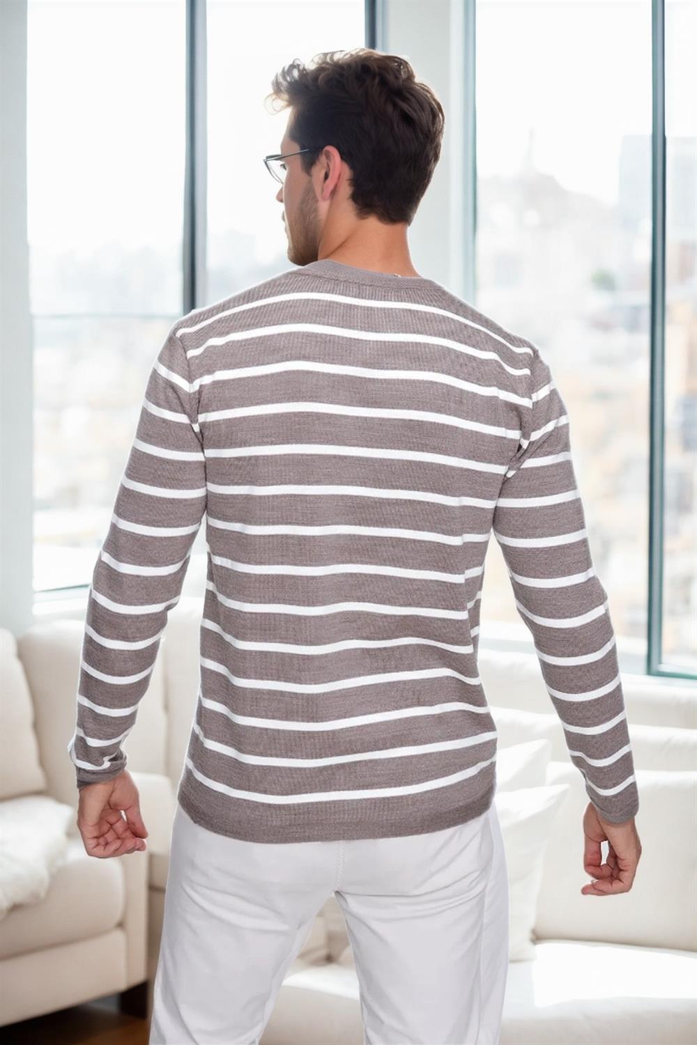 99741 Dewberry Crew Neck Striped Casual Knitwear Sweater-VISION