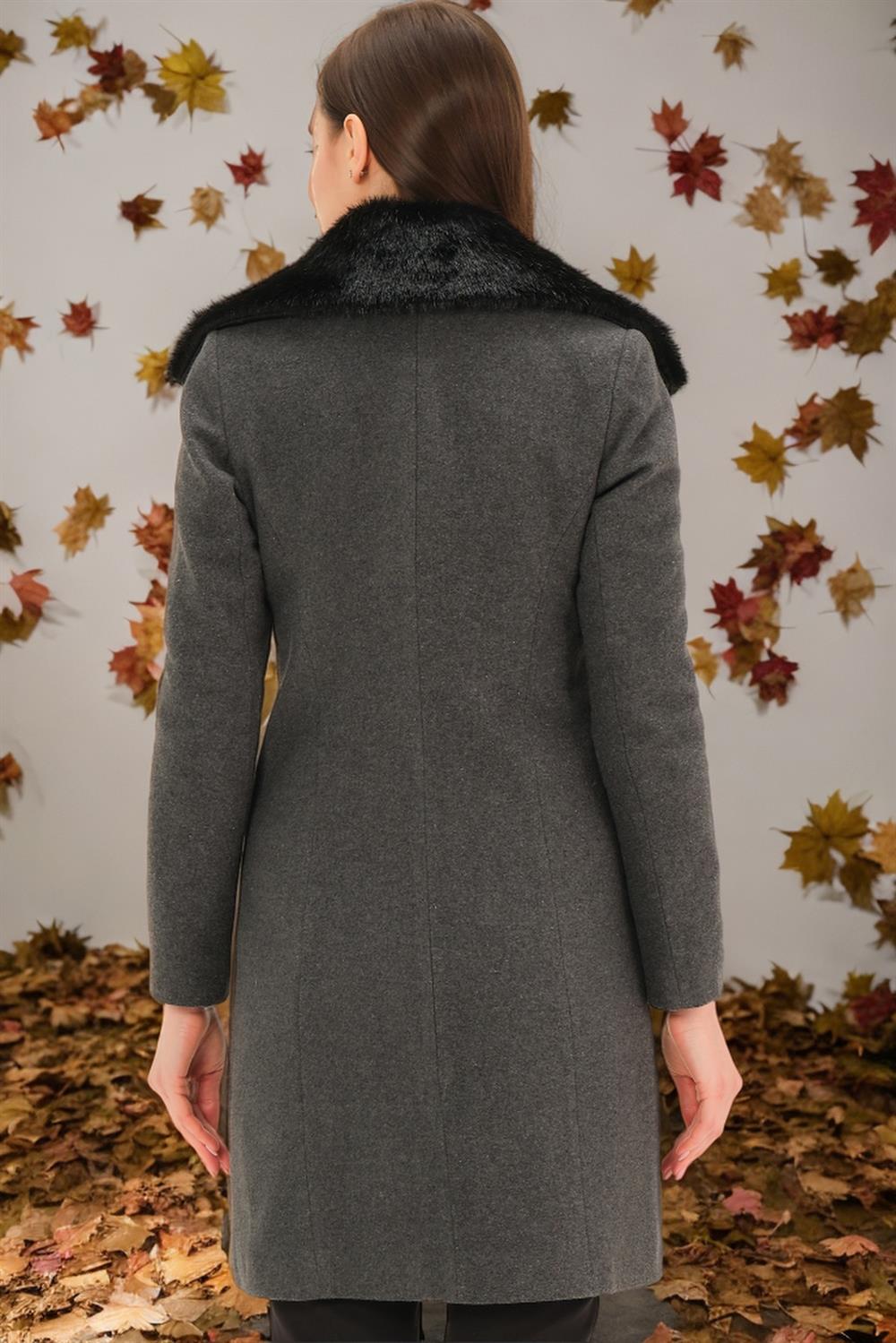 Z6643 DEWBERRY WOMEN'S COAT-FLAT OPEN ANTHRACITE