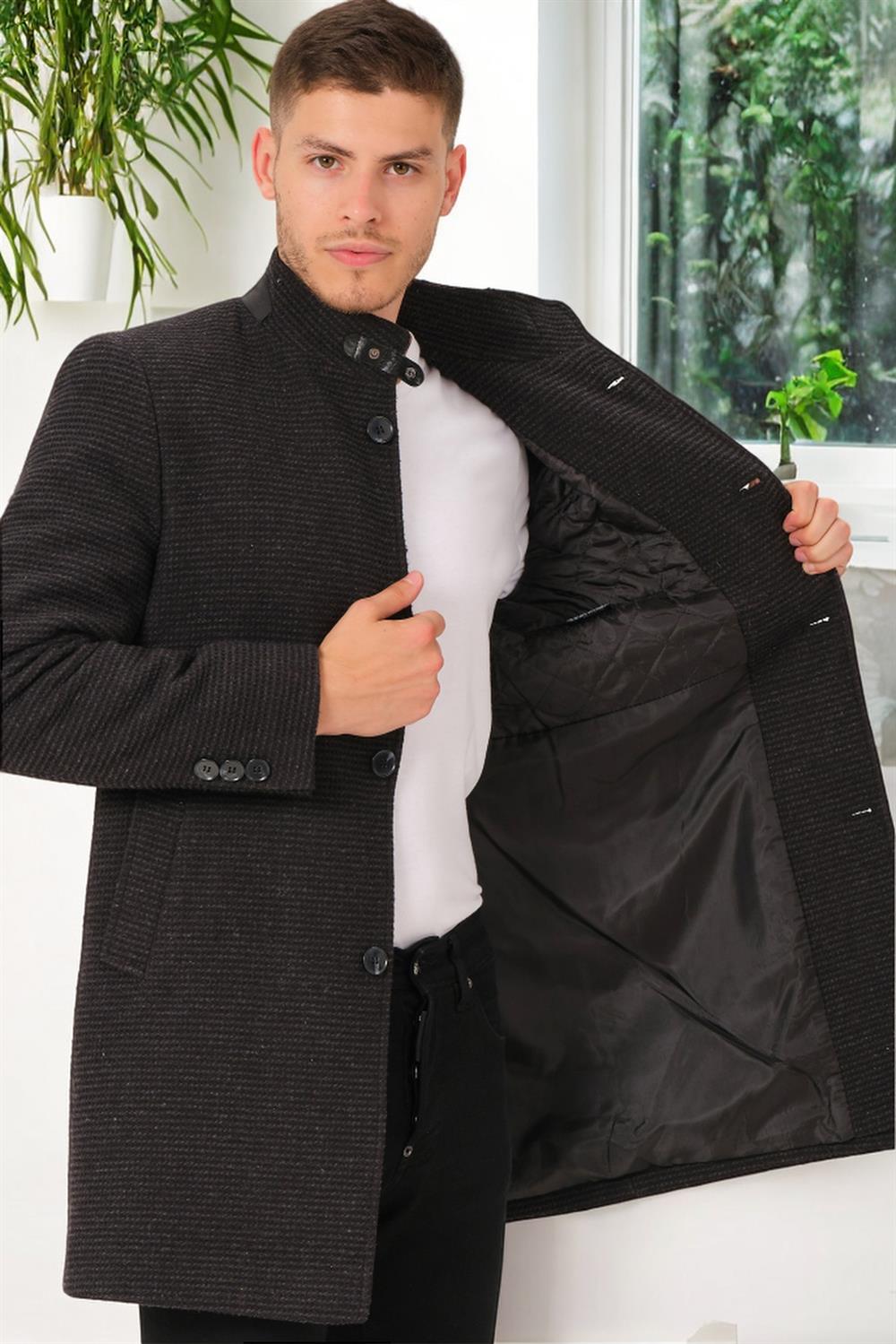 PLT8367 DEWBERRY MENS COAT-STRAIGHT LIGHT ANTHRACITE
