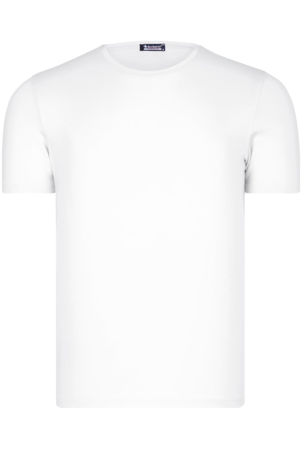 T8569 DEWBERRY BIKE COLLAR MEN'S T-SHIRT-PLAIN WHITE