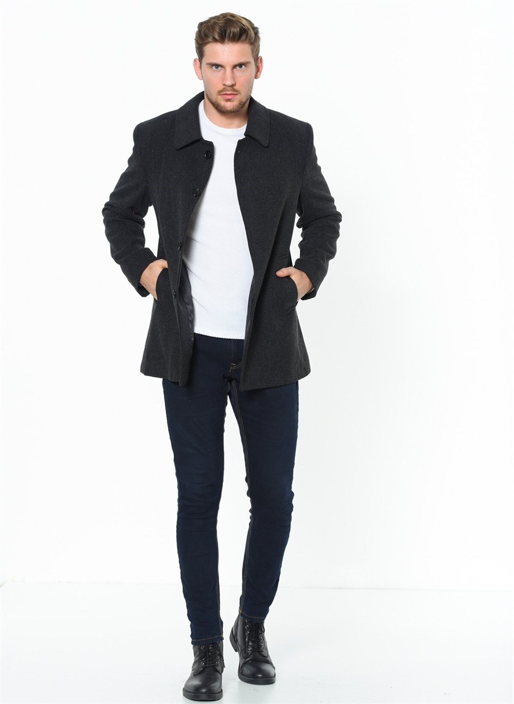 PLT8206 DEWBERRY MEN&#039;S COAT-PATTERNED ANTHRACITE