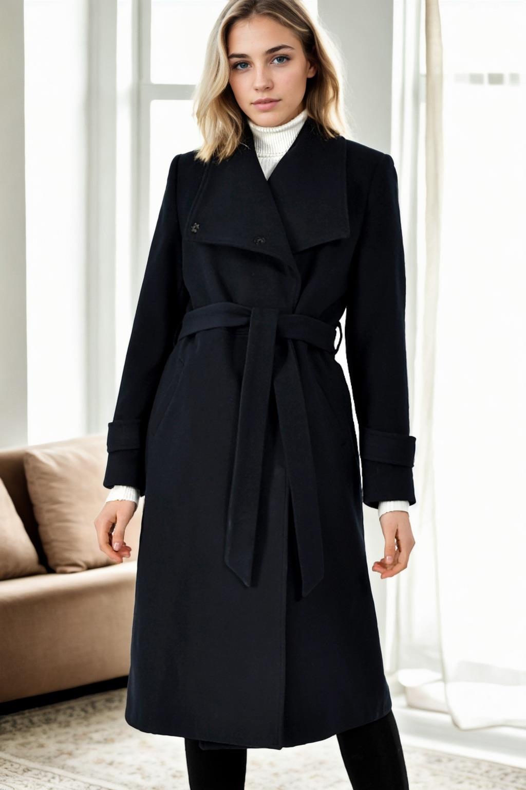 Z9645 DEWBERRY WOMEN'S COAT-NAVY BLUE