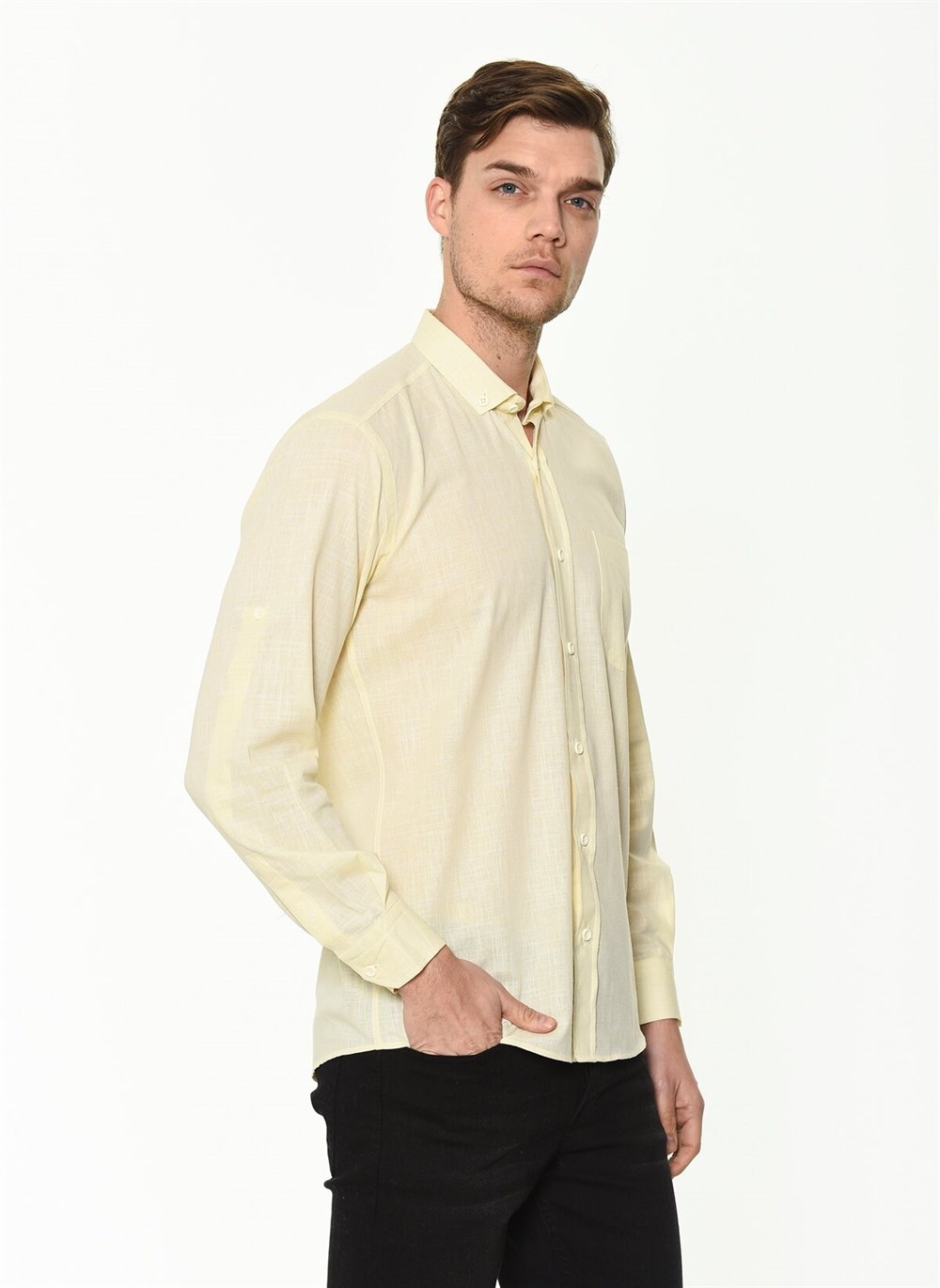 G625 DEWBERRY LINEN SHIRT-YELLOW