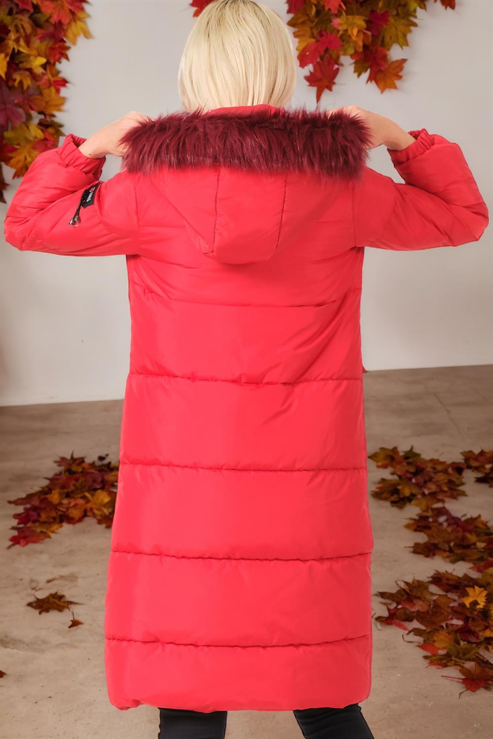 Z6706 DEWBERRY LADIES COAT-PLAIN RED