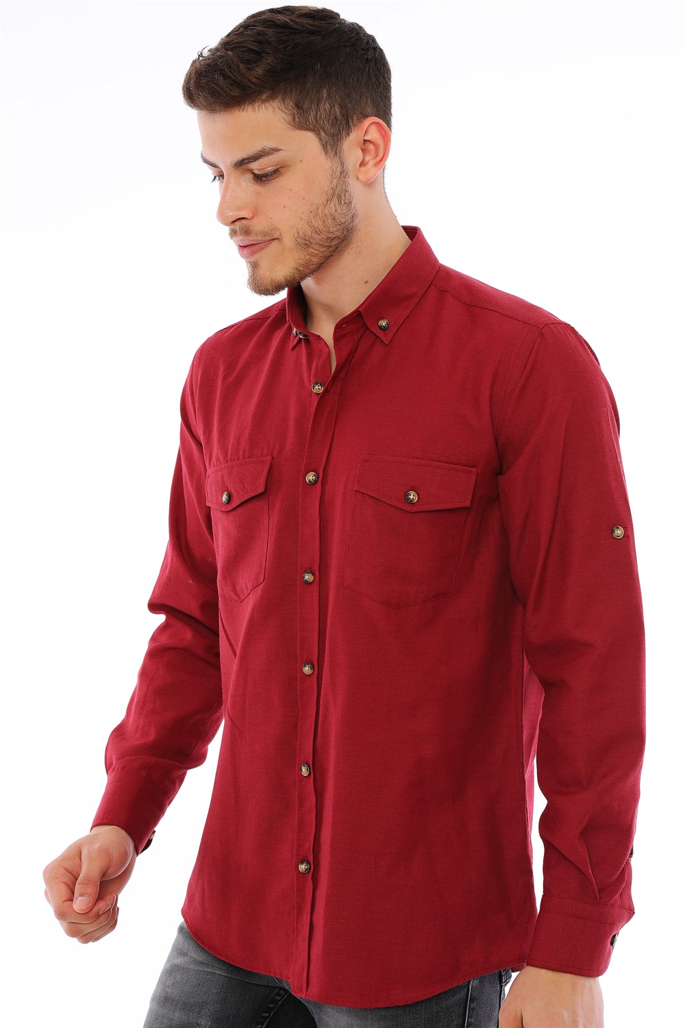 G722 DEWBERRY MEN&#039;S SHIRT-BURGUNDY