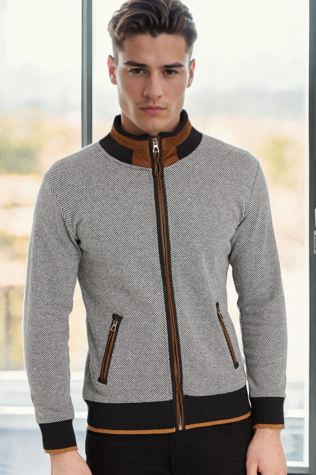 1021 DEWBERRY MENS SWEATSHIRT-DARK DIAGONAL BLACK