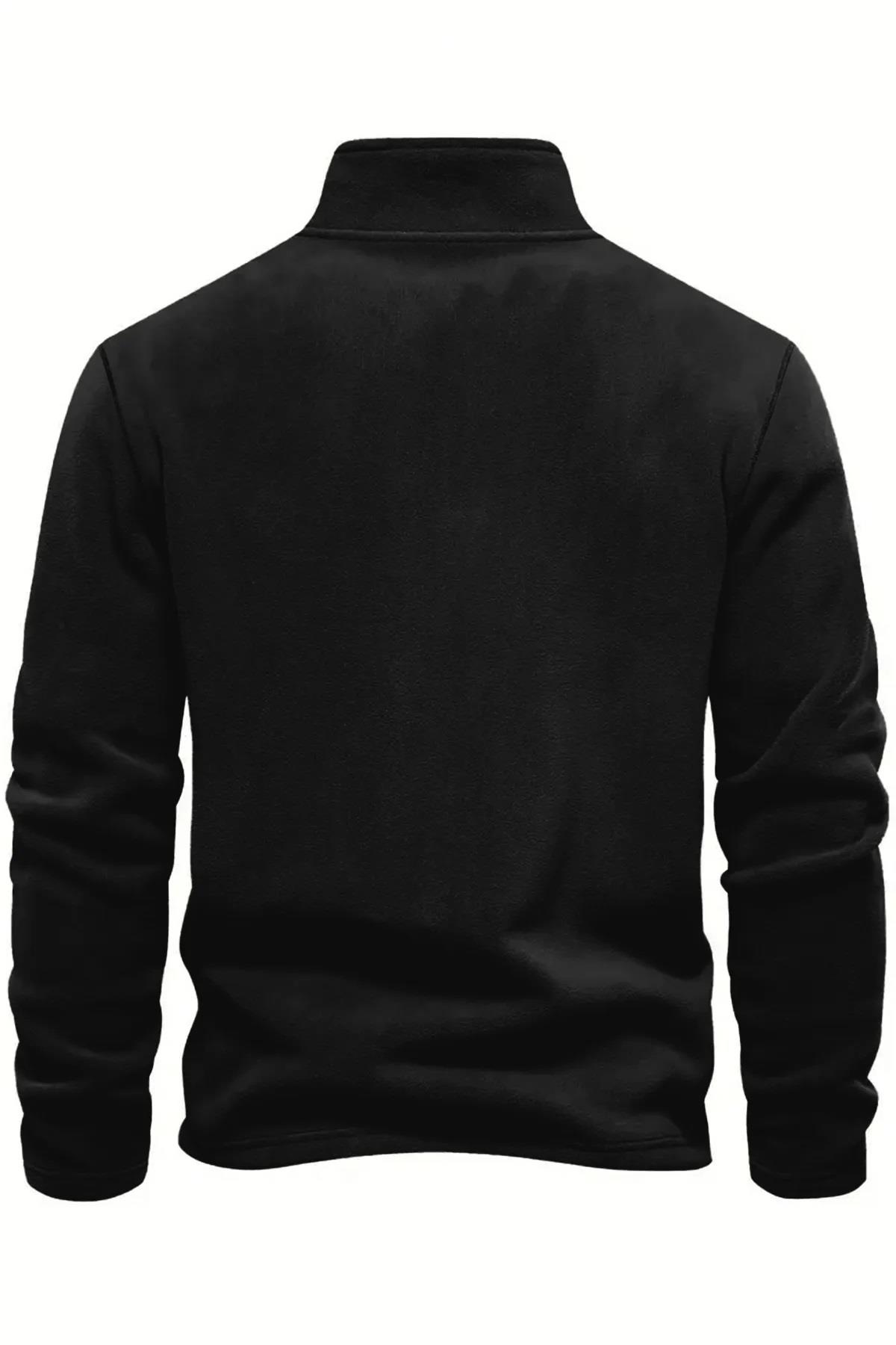 49143 Dewberry Half Zipper Stand Collar Mens Fleece-BLACK