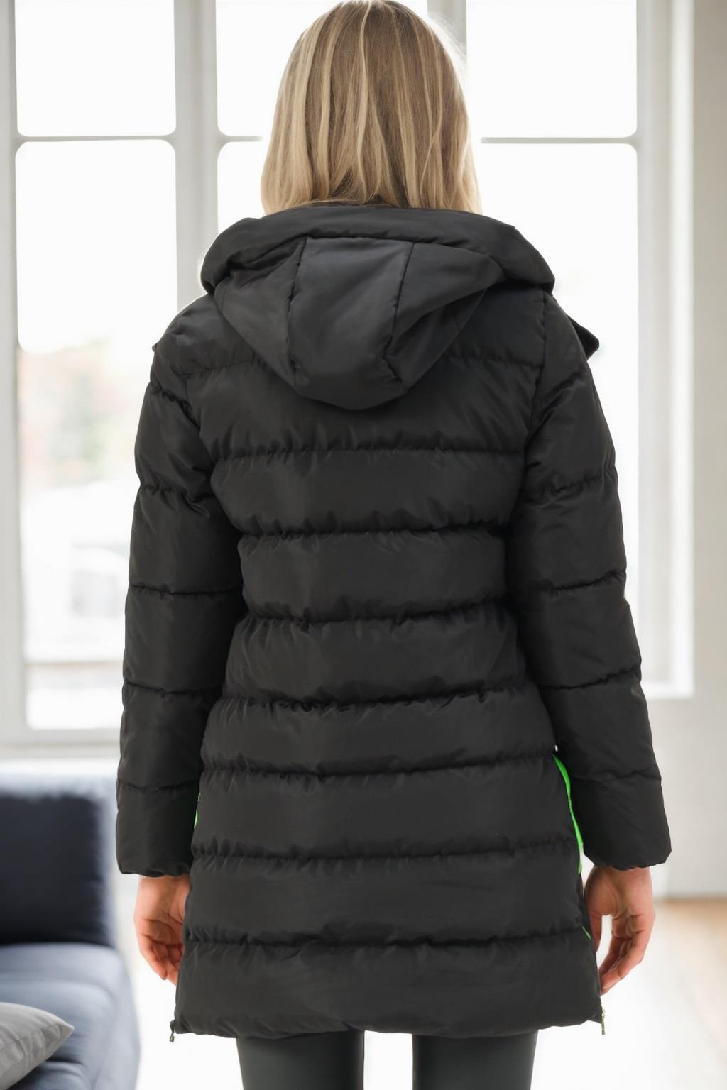 Z6770 DEWBERRY WOMEN'S COAT-BLACK-GREEN-2