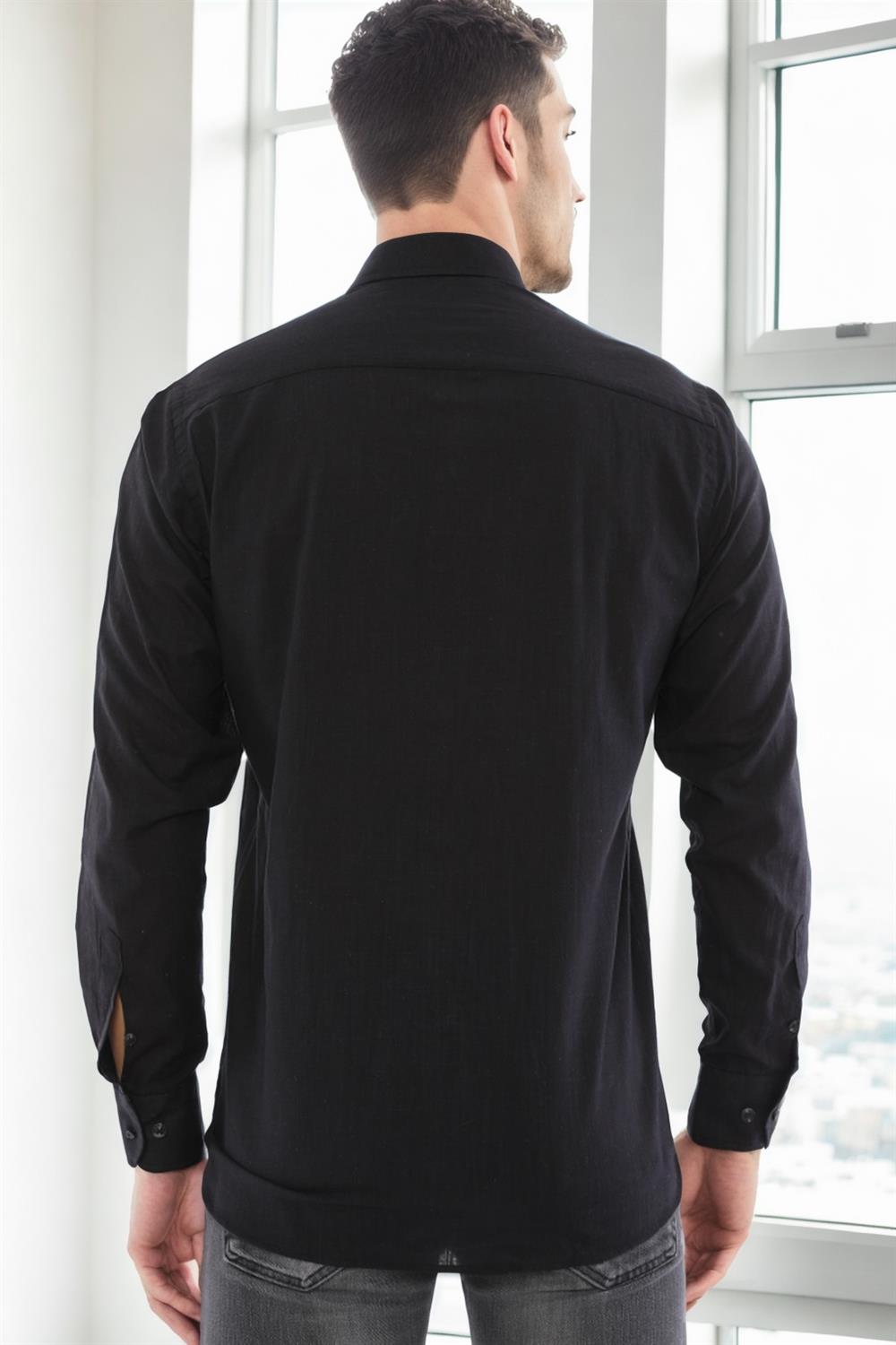 G721 DEWBERRY MEN'S SHIRT-DARK BLACK