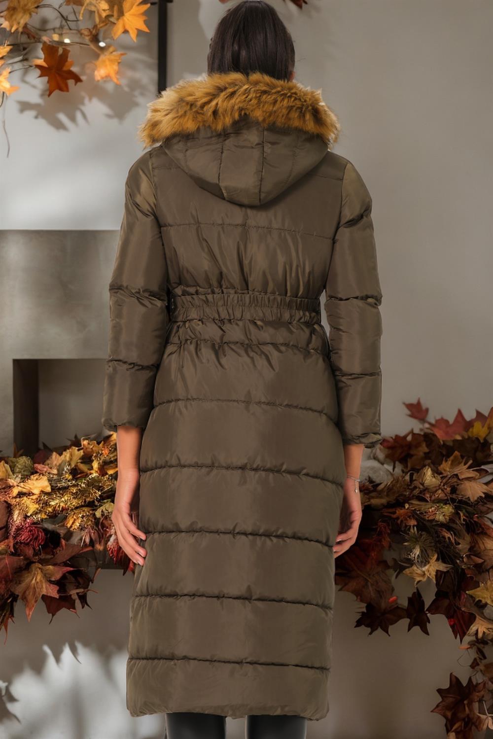 Z6753 DEWBERRY WOMEN'S COAT-PLAIN KHAKI