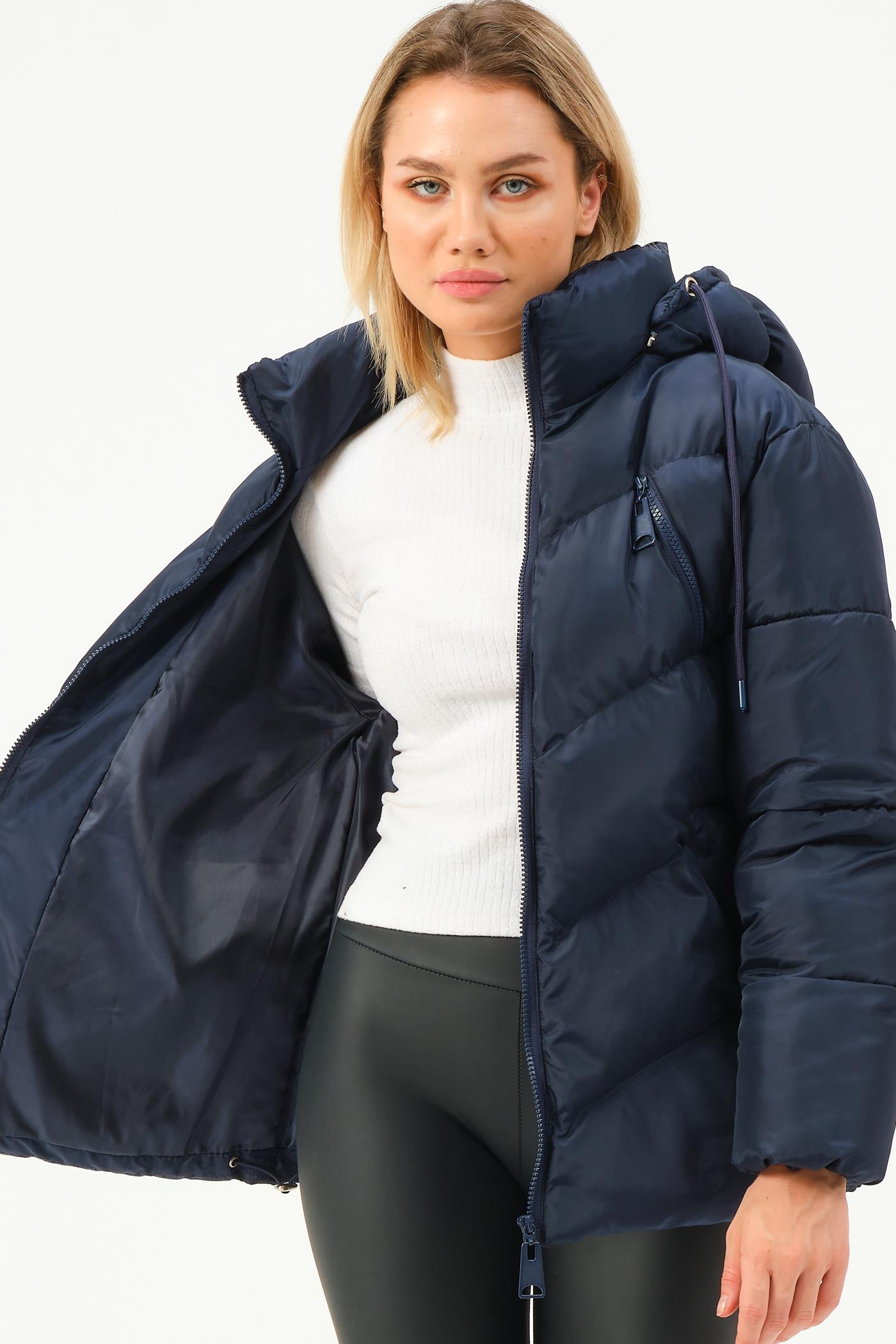 Z6769 DEWBERRY WOMEN'S COAT-NAVY-1