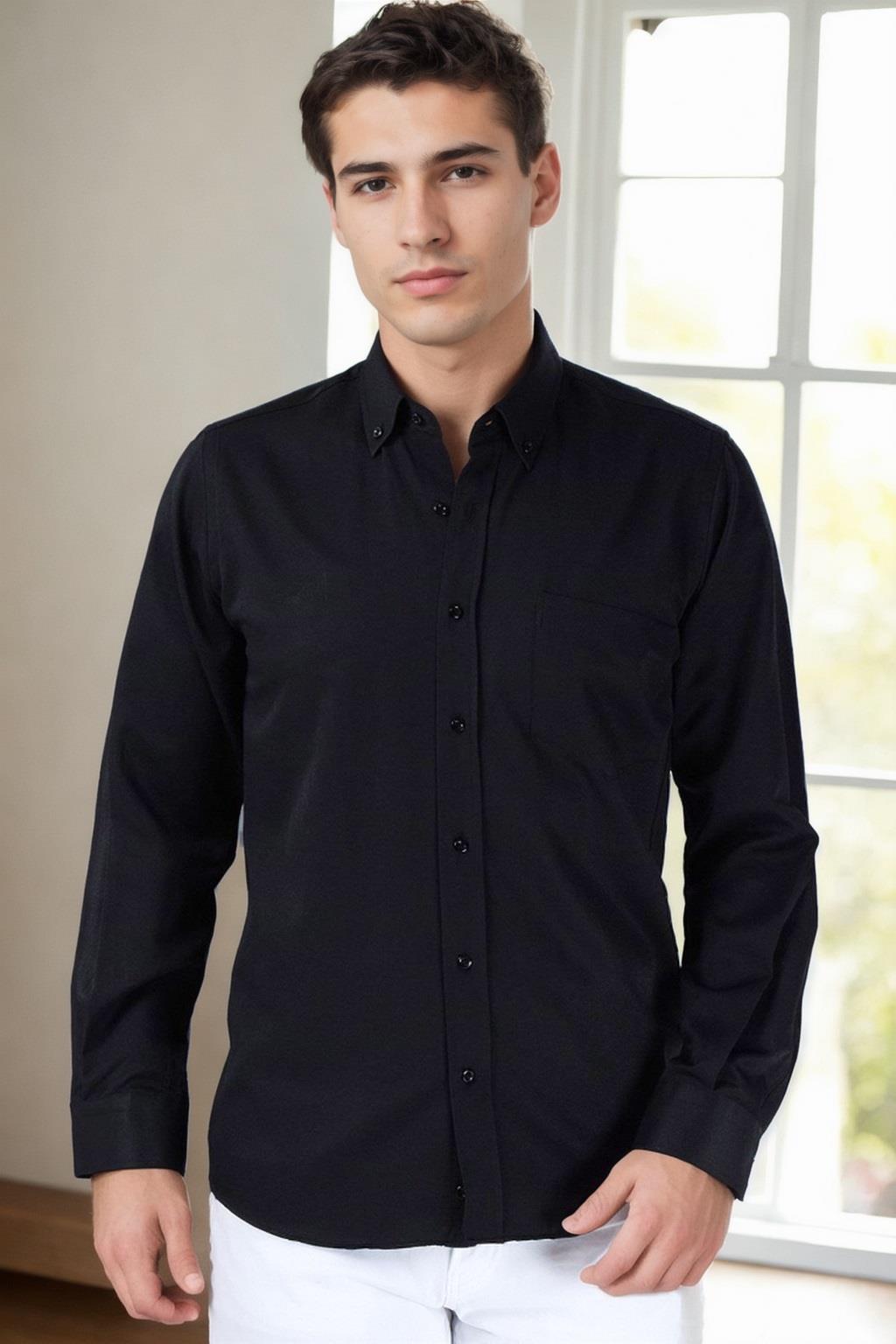 G976 DEWBERRY MEN&#039;S SHIRT-BLACK