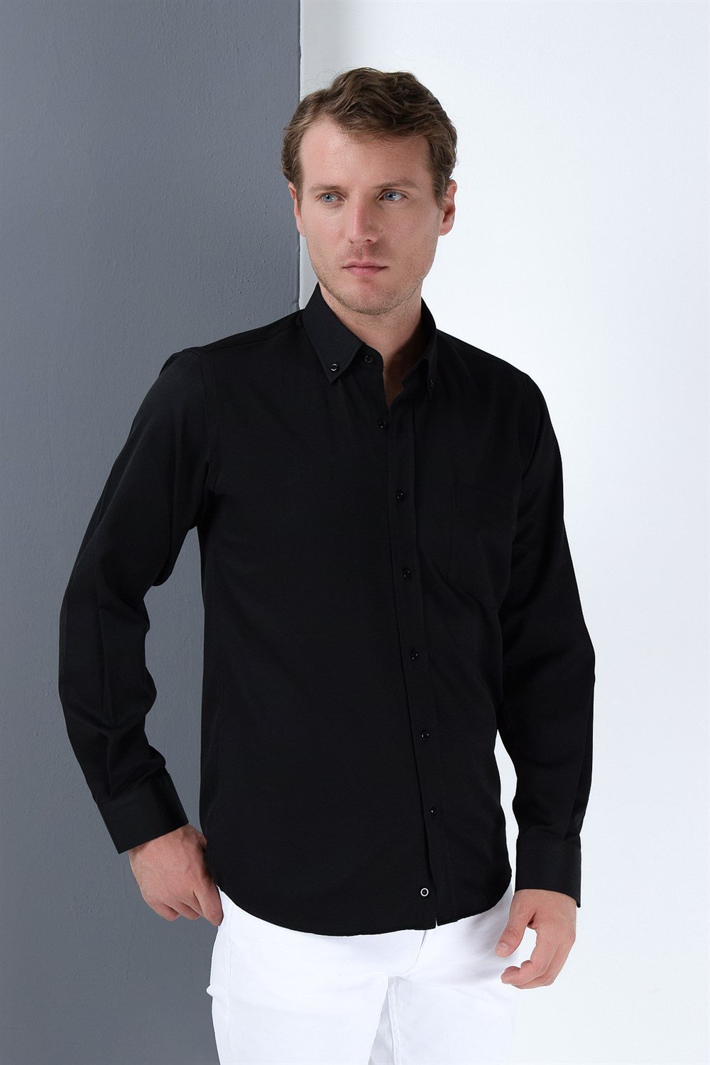 G676 DEWBERRY MEN'S SHIRT-BLACK