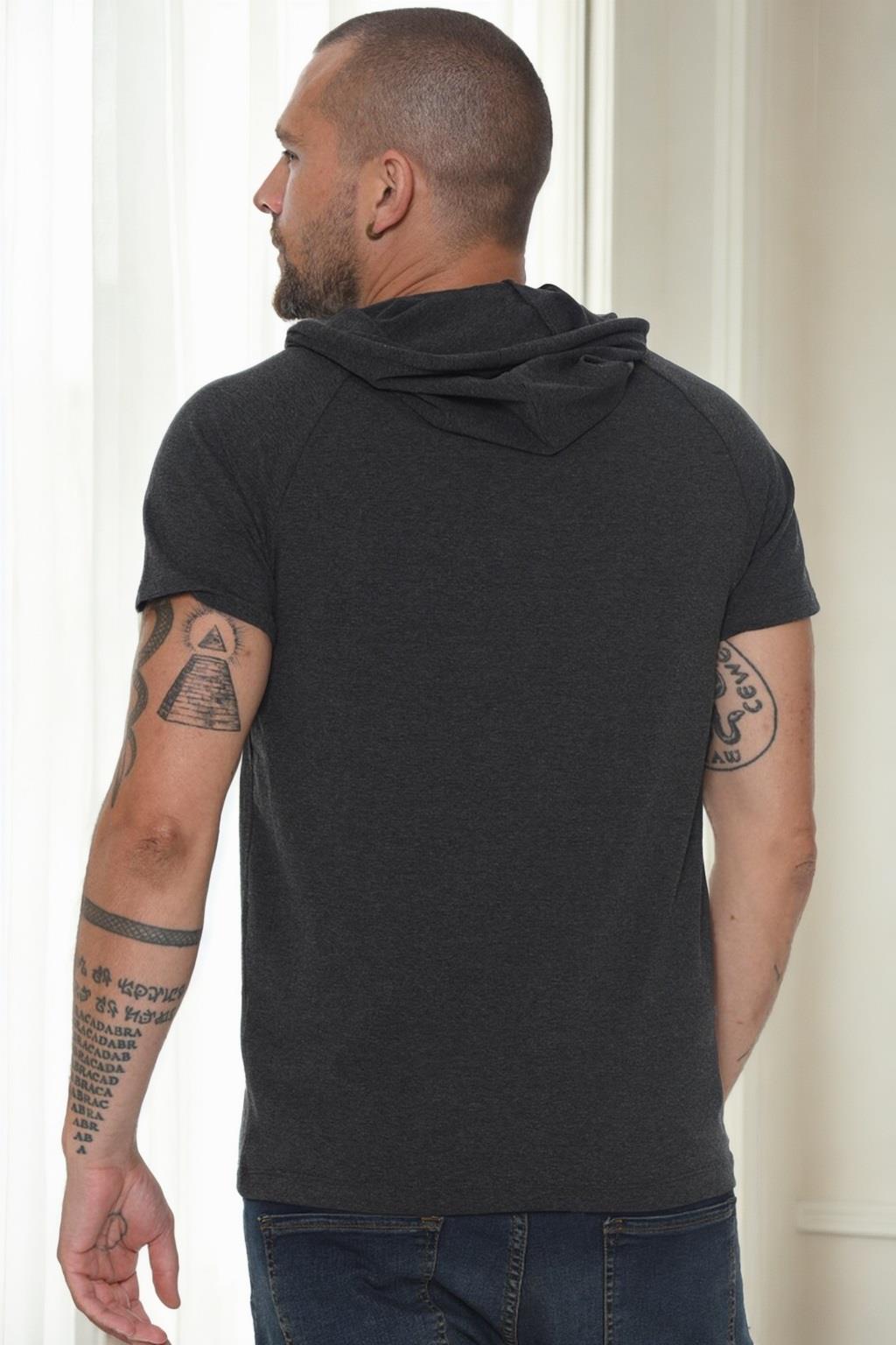 T9570 DEWBERRY HOODED MEN'S T-SHIRT-ANTHRACITE