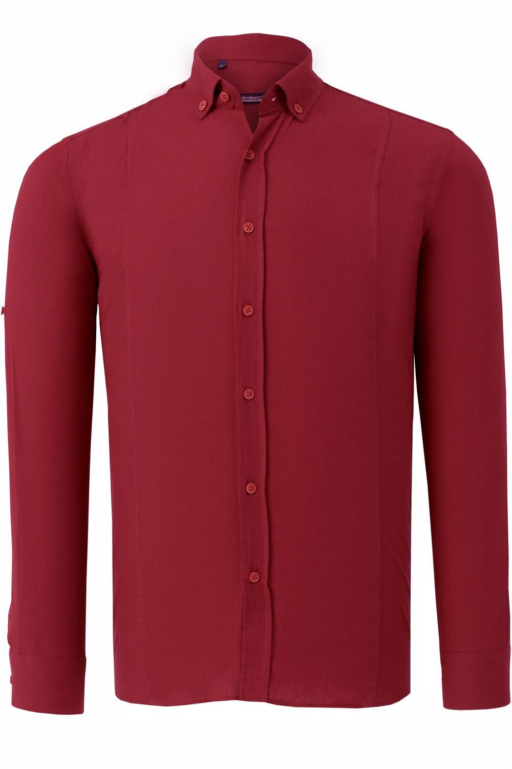 TRIPLE SET G721 DEWBERRY MEN'S SHIRT-BLACK-WHITE-BURGUNDY