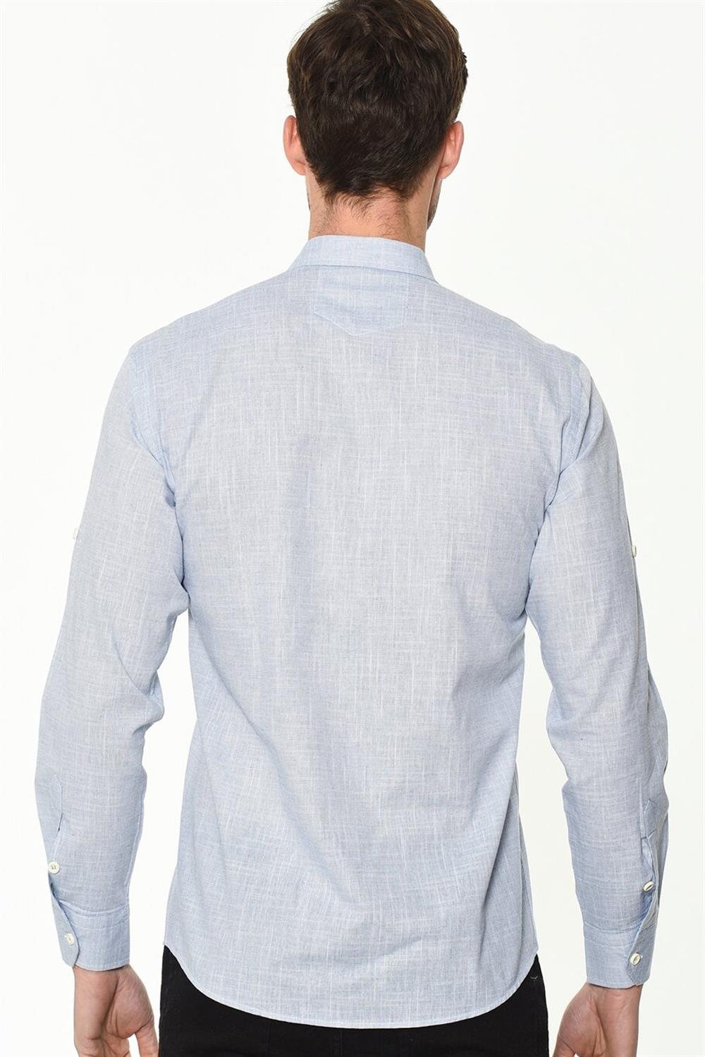 G625 DEWBERRY LINEN SHIRT-PLAIN BLUE