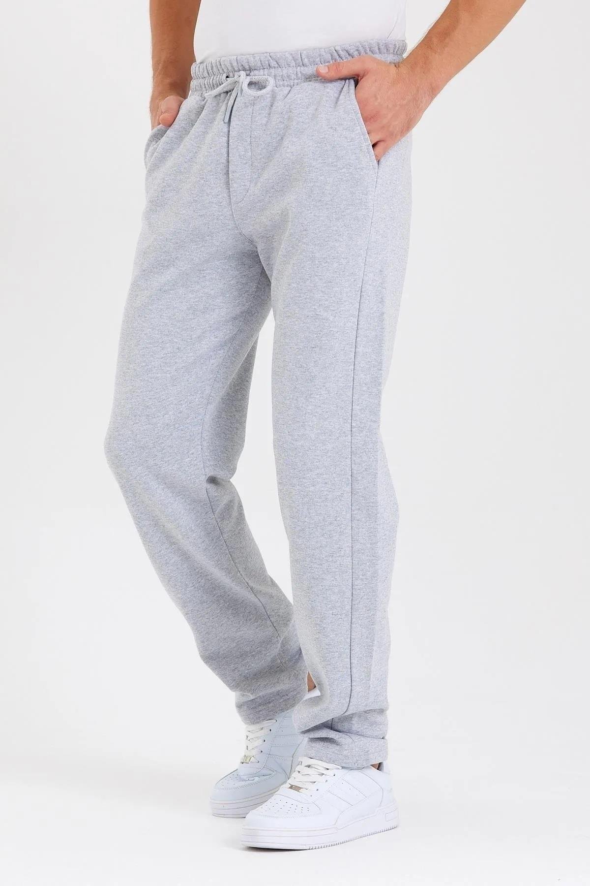 62819 Dewberry Straight Leg Back Pocket Detailed Sweatpants-GREY