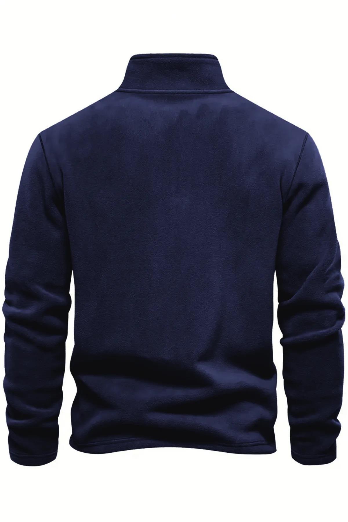 49143 Dewberry Half Zipper Stand Collar Mens Fleece-NAVY