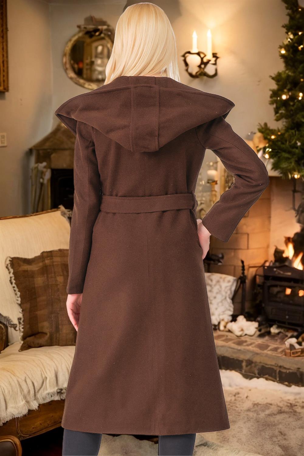 Z6679 DEWBERRY LADIES' COAT-PLAIN BROWN