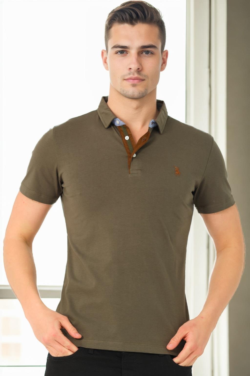 T9582 DEWBERRY MEN'S T-SHIRT-KHAKI