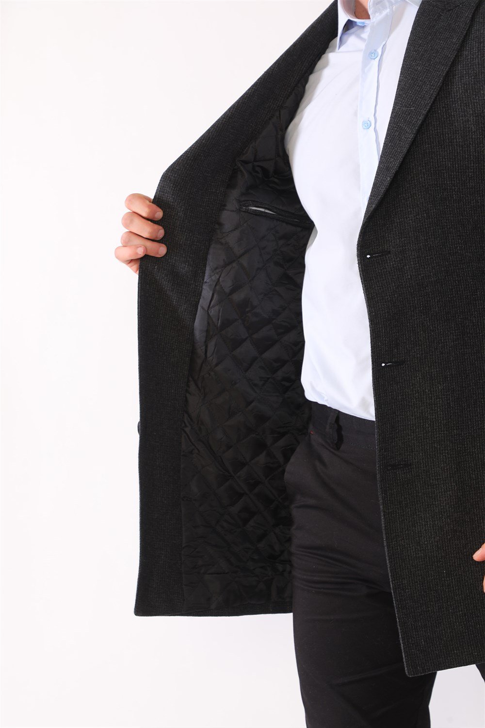 PLT8390 DEWBERRY MEN&#039;S COAT-PATTERNED ANTHRACITE
