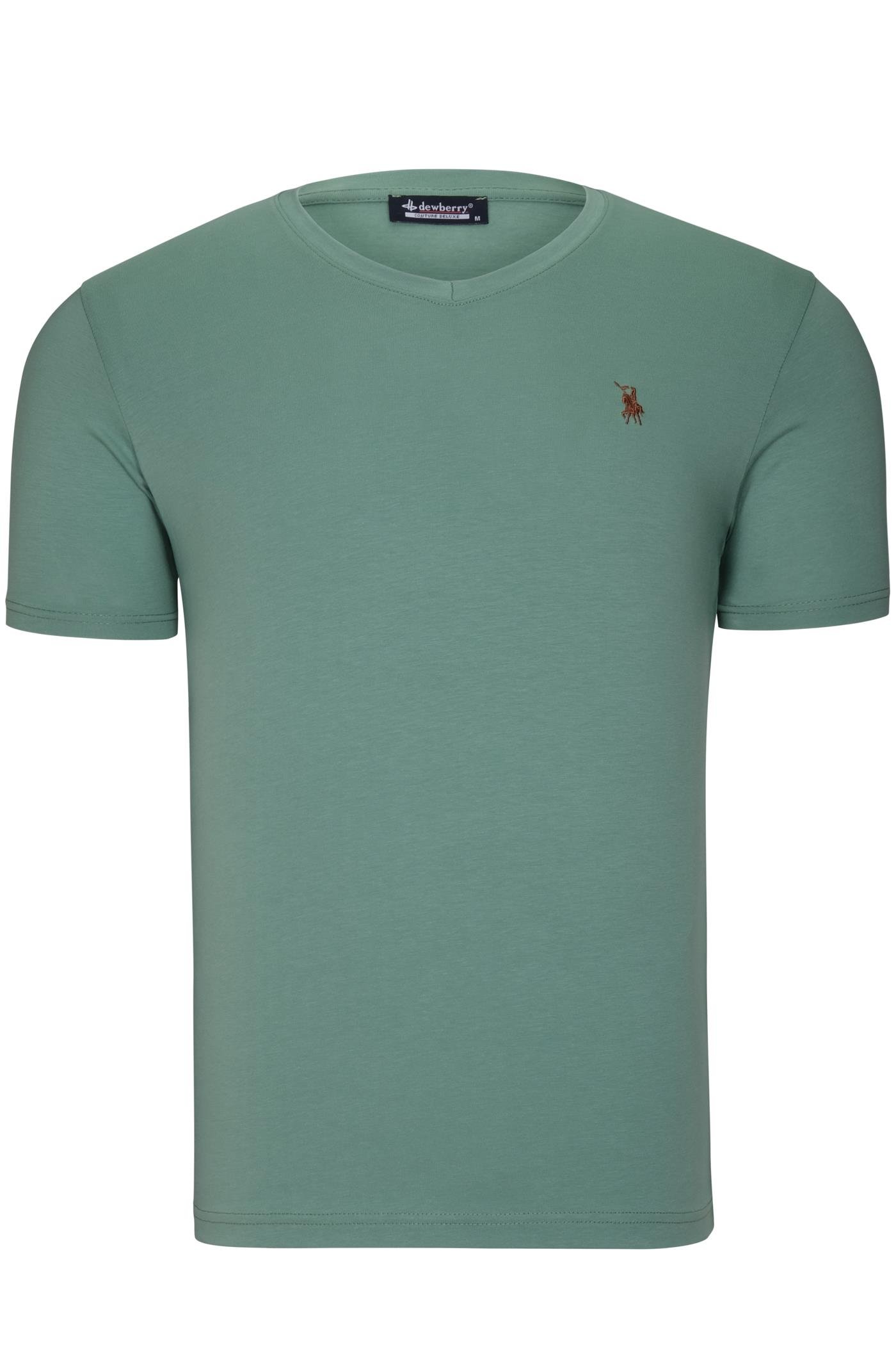 T9568 DEWBERRY V-NECK MEN'S T-SHIRT-LIGHT GREEN