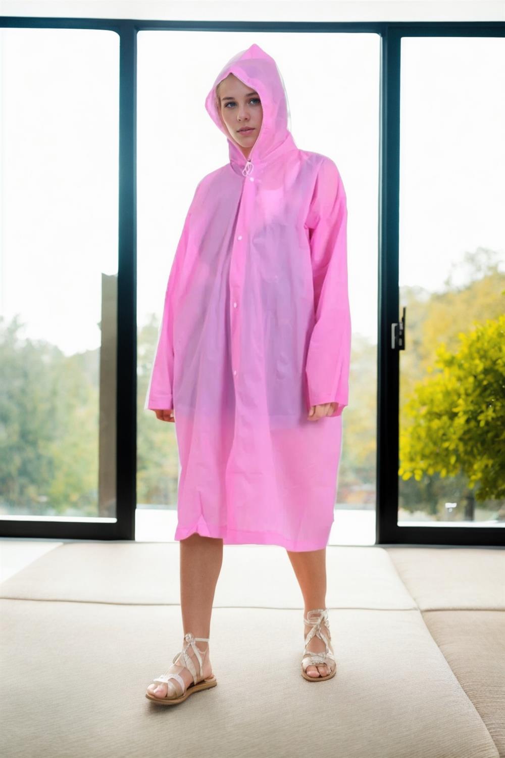 89762 Dewberry Waterproof Windproof Womens Raincoat-PINK