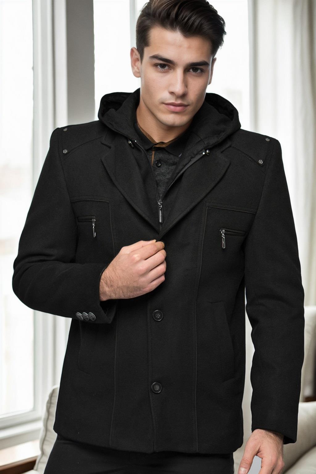 K9532 DEWBERRY MEN&#039;S COAT-BLACK
