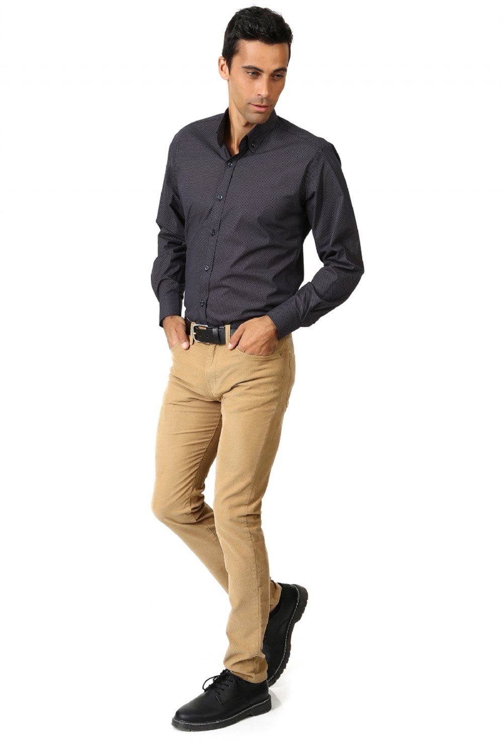 G577 DEWBERRY SHIRT-NAVY BLUE- BROWN