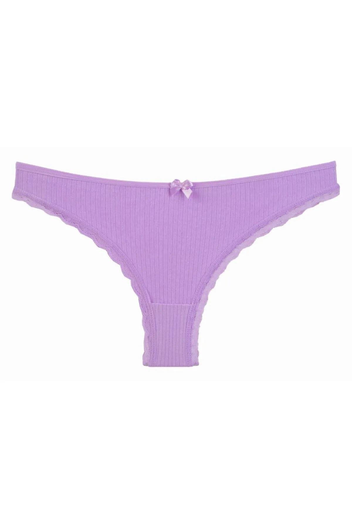 09652 Dewberry Womens Panties Brazillian 5 Pack Lycra Lace-MULTICOLOR