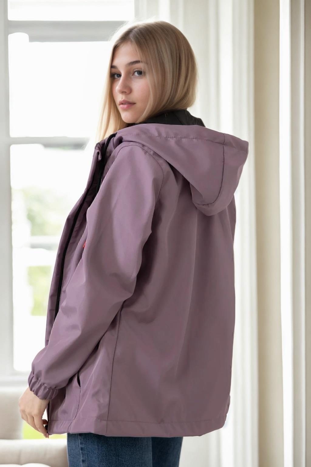 53121 Dewberry Hooded Women Raincoat-PLUM