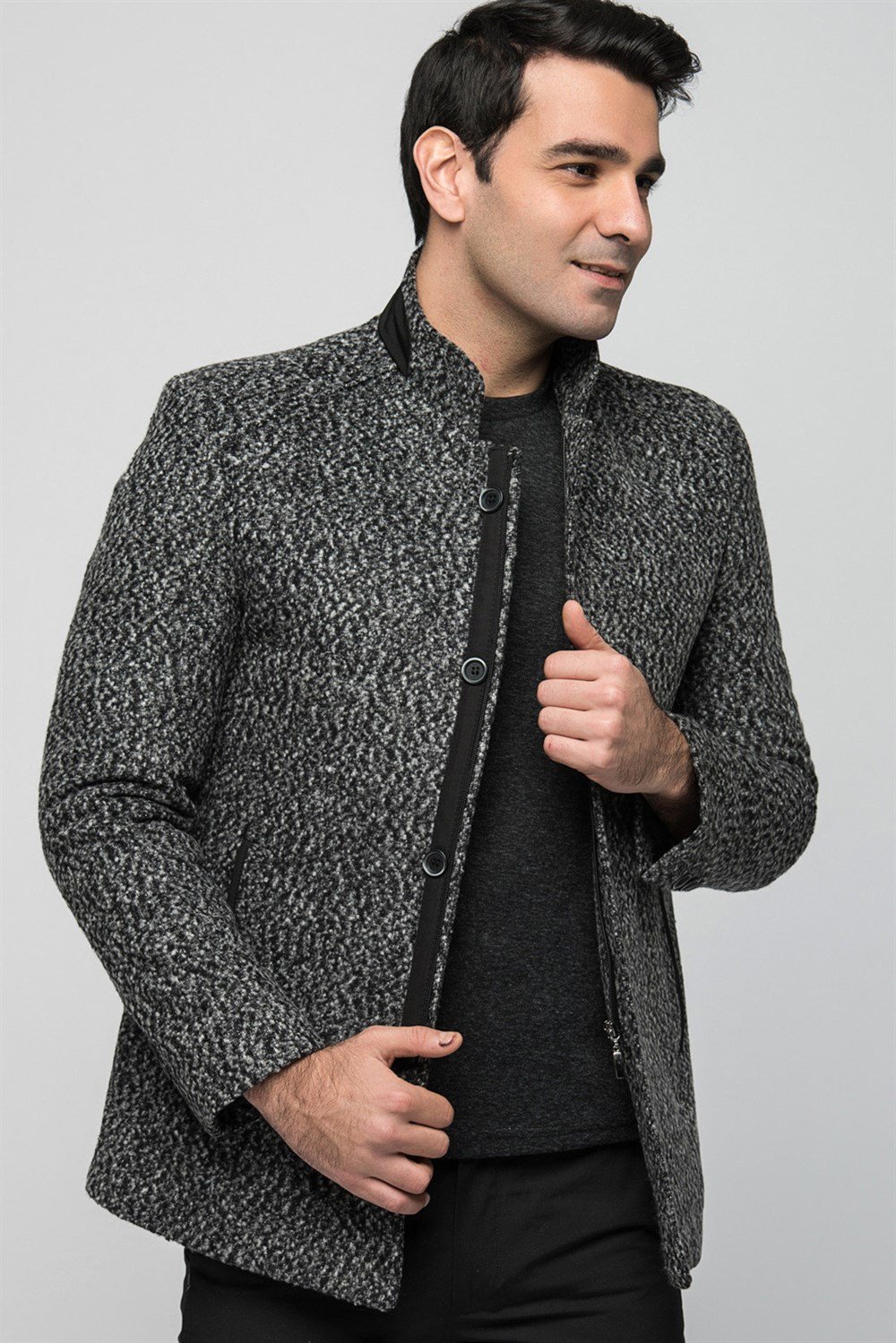 PLT8327 DEWBERRY MEN&#039;S COAT-PATTERNED GREY